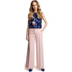Różowe Eleganckie spodnie damskie z elastanu marki MOE w rozmiarze XL 