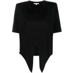 Czarne Swetry oversize z krótkimi rękawami w paski eleganckie z wiskozy z okrągłym dekoltem marki Patrizia Pepe w rozmiarze L 