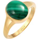 Elli PREMIUM Elli PREMIUM Pierścień Ladies Signet Ring Elegant Green z Malachitem 925 Sterling Silver platerowany złotem ring 1.0 pieces
