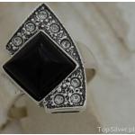 enklawa - srebrny pierścionek z onyksem