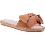Przecenione Brązowe Sandały skórzane damskie z zamszu na lato marki Manebí w rozmiarze 35 