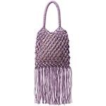 Fioletowe Shopper bags damskie szydełkowe w paski marki Esprit 