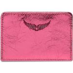 Przecenione Różowe Etui na karty kredytowe damskie z gładkiej skóry marki Zadig & Voltaire 