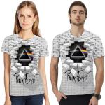 Europa i Stany Zjednoczone Pink Floyd 3d Druk cyfrowy Luźna koszulka z krótkim rękawem