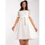 Białe Sukienki wizytowe damskie haftowane marki FactoryPrice w rozmiarze S 