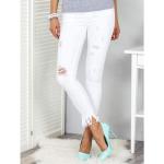 Białe Jeansy damskie z perłami dżinsowe marki FactoryPrice w rozmiarze S 