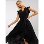 Czarne Sukienki z paskiem damskie z falbankami marki FactoryPrice w rozmiarze XL 