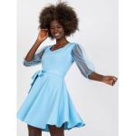 Błękitne Sukienki rozkloszowane damskie mini marki FactoryPrice w rozmiarze L 