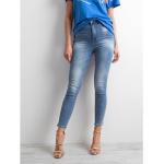 Niebieskie Zniszczone jeansy damskie marki FactoryPrice w rozmiarze XS 