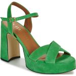 Przecenione Zielone Sandały skórzane damskie na lato marki Fericelli w rozmiarze 36 - wysokość obcasa powyżej 9cm 