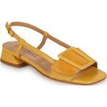 Żółte Sandały skórzane damskie na lato marki Fericelli w rozmiarze 38 - wysokość obcasa od 3cm do 5cm 