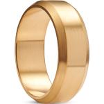 Złote pierścionki męskie szczotkowane stalowe marki LUCLEON w rozmiarze 8 