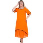 Pomarańczowe Sukienki dla puszystych damskie w stylu casual bawełniane na lato w rozmiarze dużym Made in Turkey 