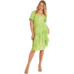 Zielone Sukienki dla puszystych damskie w stylu casual z wiskozy z dekoltem w serek na lato w rozmiarze dużym Made in Turkey 