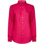 Różowe Koszulki na guziki damskie haftowane marki POLO RALPH LAUREN Big & Tall w rozmiarze L 