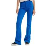 Niebieskie Jeansy dzwony damskie z motywem kwiatów dżinsowe marki Desigual w rozmiarze XL 