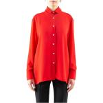 Czerwone Koszule z długim rękawem damskie eleganckie z klasycznym kołnierzykiem w rozmiarze XL 