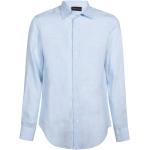 Niebieskie Koszule lniane z długimi rękawami marki Emporio Armani w rozmiarze L 
