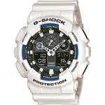 Białe Zegarki na rękę męskie z kalendarzem sportowe Worldtimer marki Casio G-Shock 