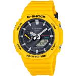 Żółte Solarne Zegarki na rękę męskie z kalendarzem eleganckie Worldtimer marki Casio G-Shock 