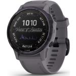 Szare Solarne Smartwatche z systemem Garmin OS z GPS do aktywności na wolnym powietrzu sportowe z opaską o wodoszczelności 10 Bar marki Garmin Fenix 6S 