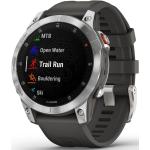 Szare Smartwatche z systemem Garmin OS z GPS w nowoczesnym stylu z opaską ze srebra marki Garmin Bluetooth 