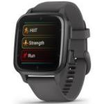 Szare Smartwatche z systemem Garmin OS z kalendarzem sportowe prostokątne dotykowe z termometrem marki Garmin Venu Sq Bluetooth 