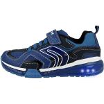 Niebieskie Sneakersy skórzane dla chłopców z wyjmowanymi wkładkami marki Geox w rozmiarze 36 