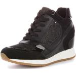 Czarne Sneakersy sznurowane damskie marki Geox w rozmiarze 40 - wysokość obcasa od 7cm do 9cm 