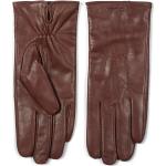 Brązowe Rękawiczki zimowe damskie eleganckie z nappy w rozmiarze 8 
