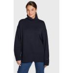 Przecenione Granatowe Swetry oversize damskie marki Tommy Hilfiger w rozmiarze L 