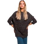 Grafitowe Swetry oversize damskie melanżowe poliamidowe marki MOE 