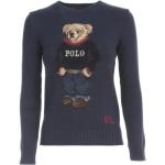 Granatowe Bluzy z nadrukiem damskie z motywem misiów w stylu casual z okrągłym dekoltem marki POLO RALPH LAUREN Big & Tall 