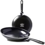 GreenPan Frying Pan Set, Non Stick, Toxin Free Ceramic Pans - Induction & Oven Safe Cookware - 24/28 cm, 2 pcs, Black
