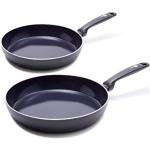 GreenPan Frying Pan Set, Non Stick, Toxin Free Ceramic Pans - Induction & Oven Safe Cookware - 24/28 cm, Black