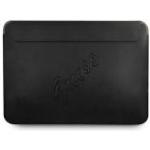 Czarne Torby na ramię z przegrodą na laptopa młodzieżowe ze skóry syntetycznej marki Guess 