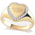 Złote pierścionki przezroczyste romantyczne pozłacane marki Guess w rozmiarze 12 