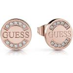 Różowe Złote kolczyki damskie przezroczyste eleganckie marki Guess 