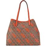 Pomarańczowe Shopper bags damskie marki Guess Vikky 