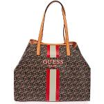 Czarne Shopper bags damskie gładkie z poliuretanu marki Guess Vikky 