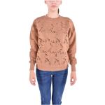 Brązowe Swetry z okrągłym dekoltem damskie eleganckie bawełniane marki Max Mara Studio w rozmiarze M 
