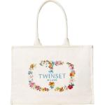 Beżowe Shopper bags płócienne marki Twinset 