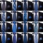 Niebieskie Krawaty męskie eleganckie jedwabne 