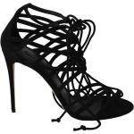 Czarne Sandały skórzane eleganckie z zamszu na lato marki Dolce & Gabbana w rozmiarze 36,5 