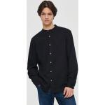 Czarne Koszule ze stójką męskie z długimi rękawami gładkie eleganckie marki House w rozmiarze XL 