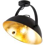 Industrialna lampa sufitowa czarna ze złotą regulacją - Magnax