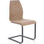 Złote Krzesła stylowe tapicerowane w stylu industrialnym ze skóry syntetycznej marki ELIOR 