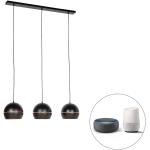 Czarne Lampy wiszące wielopunktowe w systemie Smart Home stalowe marki Qazqa - gwint żarówki: E27 
