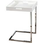 Invicta Interior Ciano Design stolik pomocniczy stolik z tacą biały chrom 40 x 40 cm