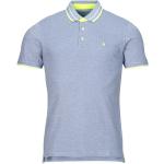 Niebieskie Koszulki polo męskie z krótkimi rękawami marki Jack & Jones 